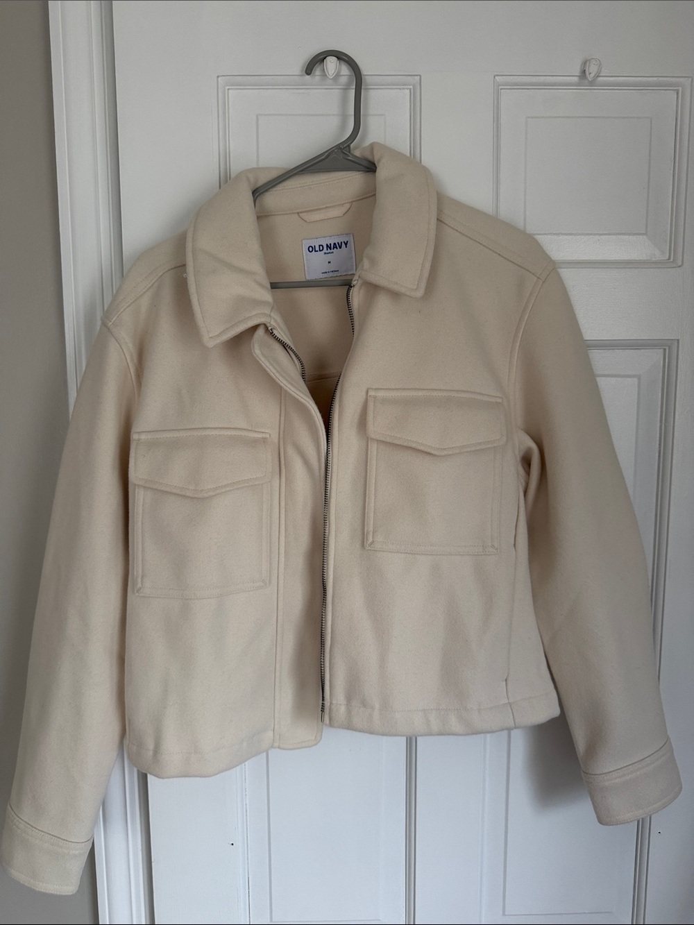 Old Navy Light Cream Zip Jacket with Flap Pockets